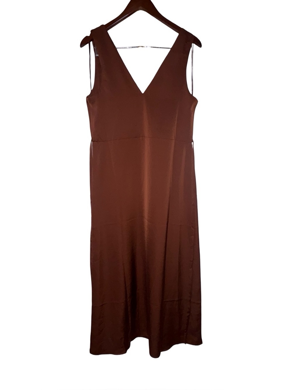 Old Navy NWOTChocolate Brown Size M Satin Cocktail Dress Boho - Picture 3 of 11